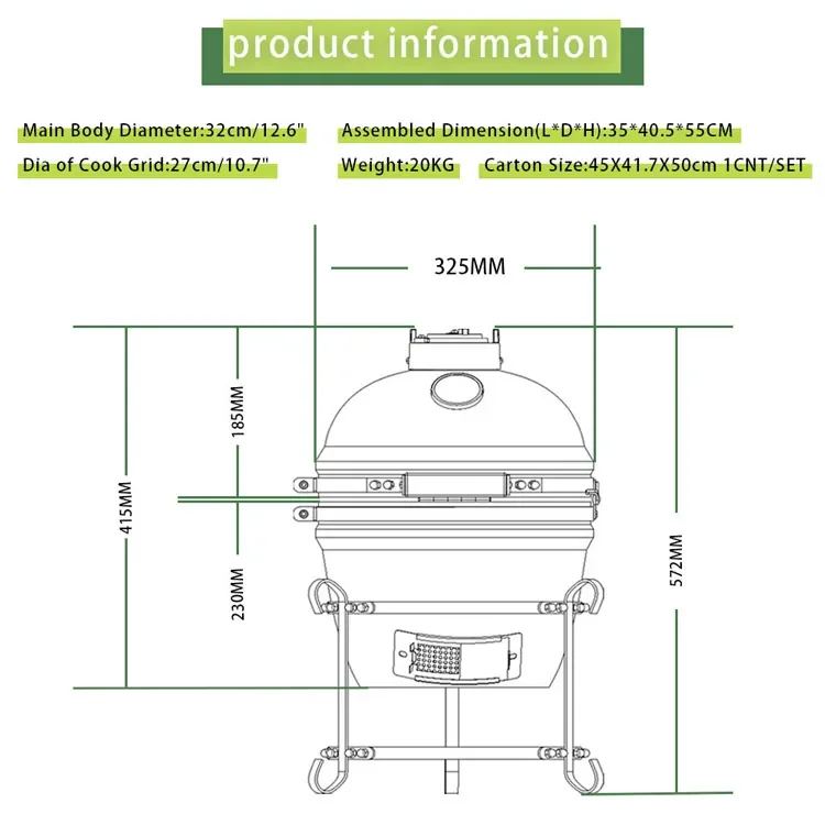 Ceramic Egg Kamado Outdoor Kitchen Garden Bbq Grill 13 18 21 23 24 27 29 Inch Spherical Pellet Smoker Camping Barbecue Asadores