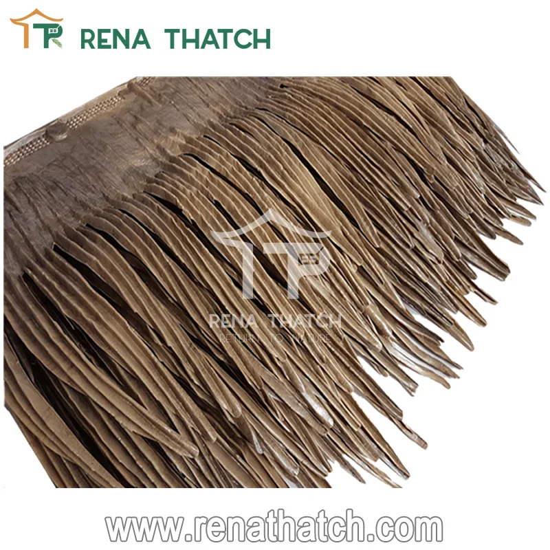 Fire resistant long lasting artificial thatch palm synthetic plastic palm panel waterproof synthetic HDPE palm leaves roof