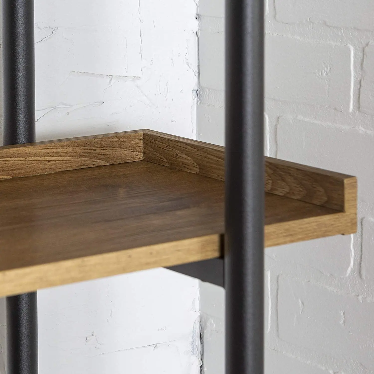 Nordic Style Office Oak Narrow Modular Wall Book Rack Nursery Simple Big Size Metal Wood Industrial Rustic 5-Shelf Bookshelf