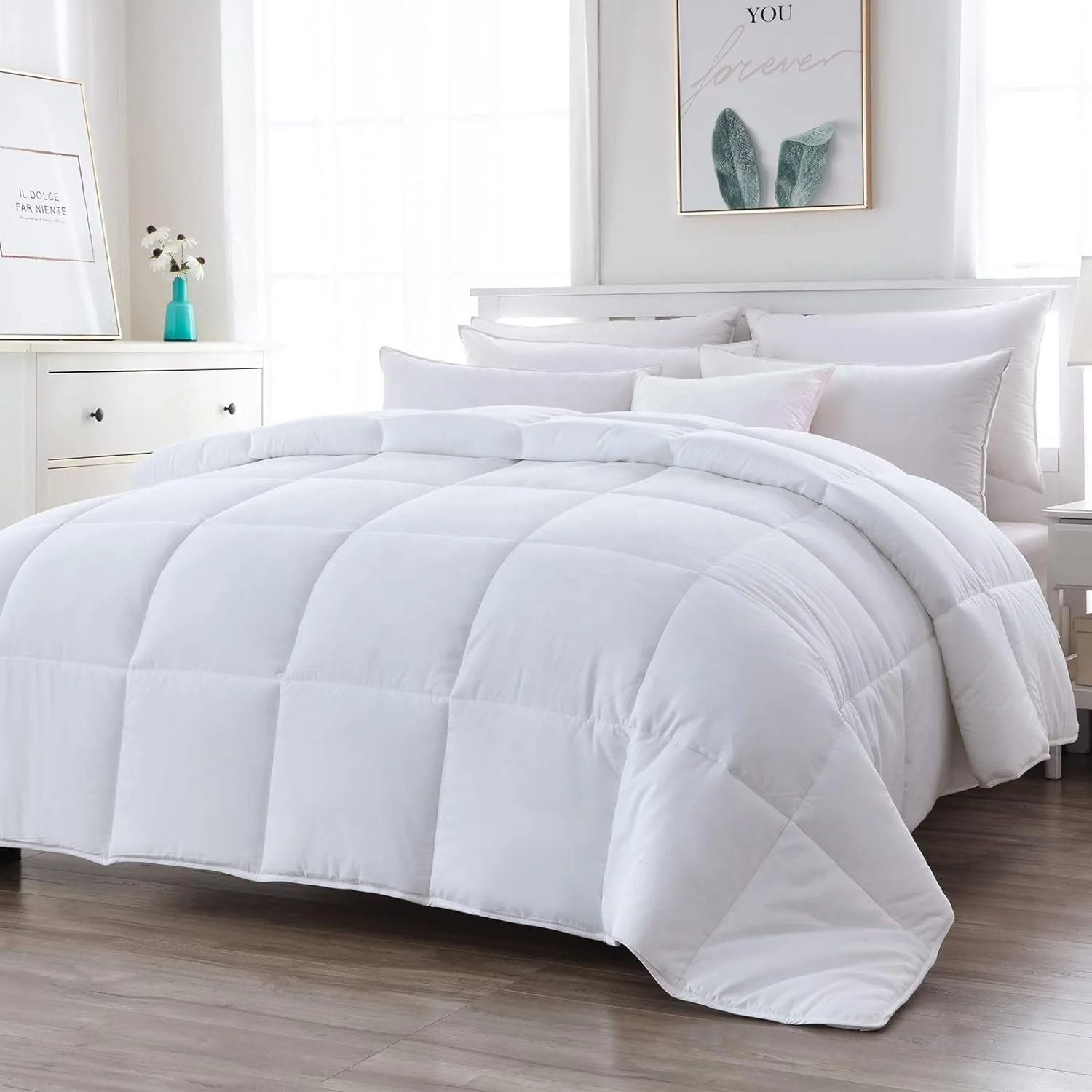 Comforter Duvet Insert Quilted Comforters King Size All Season Duvet Down Alternative Bedding Comforter with Corner Tabs