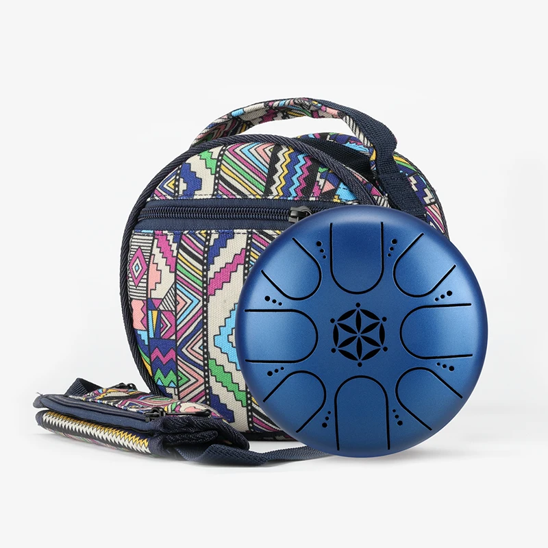 Hluru Round Tongue Drum Musical Instrument 8Note 10Inch Drumset  F Tone Steel Hanpan Tank Drum Percussion Instrument Drum TY8-5