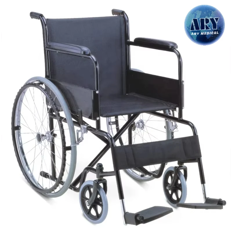 2024year Foshan Factory 809 Cheap Powder Coated Black Color Steel Manual Wheelchair