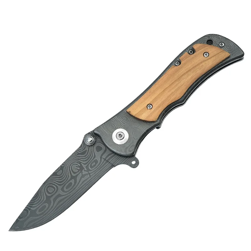 Laser Texture tactical knife stainless steel hunting knife fixed blade wooden handle camping knife survival hunting