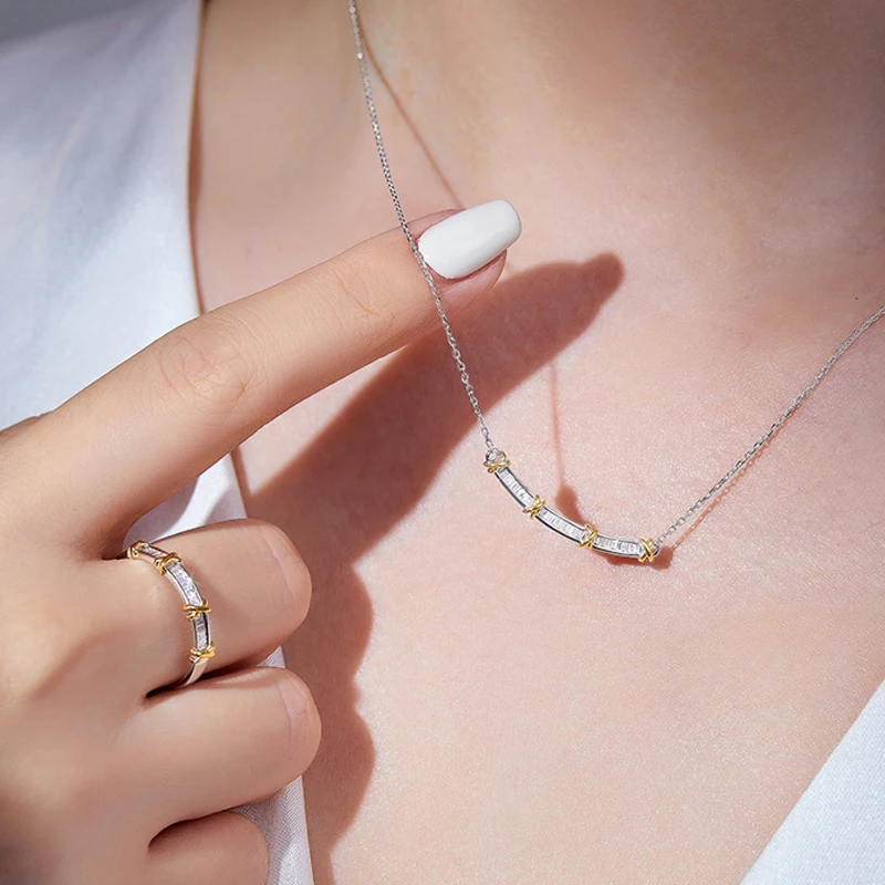 BAROLI latest inspirational designs fashion jewelry 14k 18k solid gold minimalist diamond necklace for women