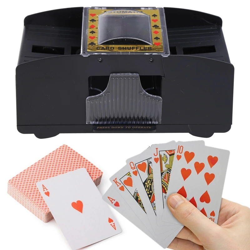 Automatic Poker Card Shuffler Board Games Battery Operated Playing Cards for Shuffle 2 Deck Automatic Hand Crank Home Card Games