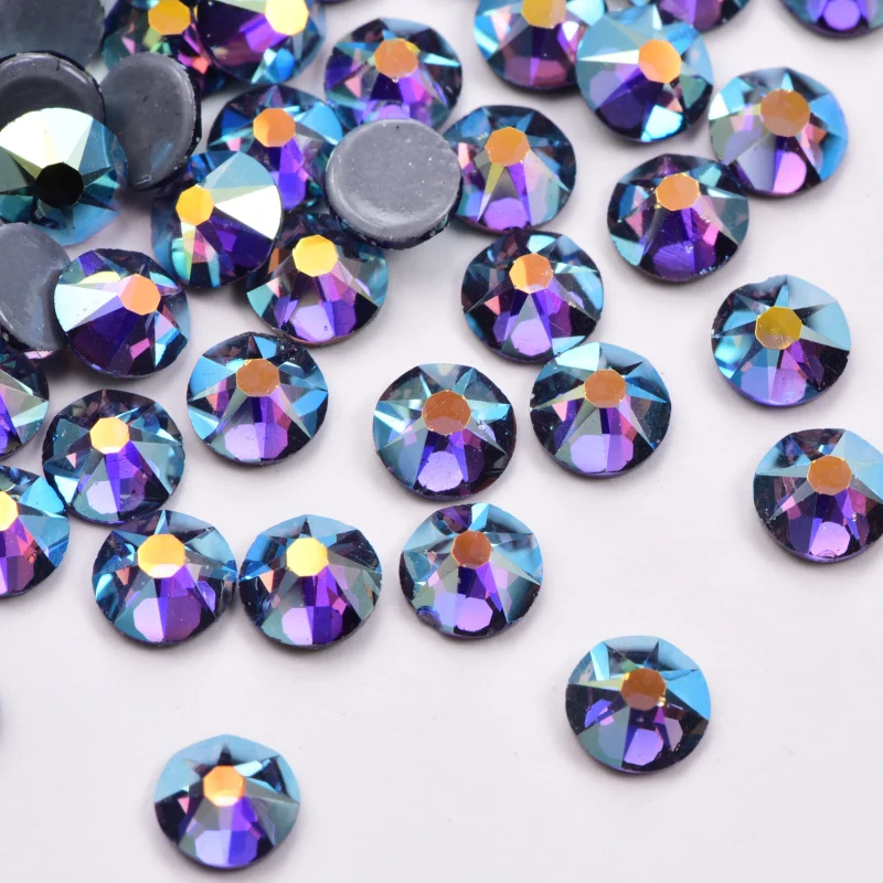 Wholesale Hot sale 2088 machine cut 8 big 8 small siam ab hot fix rhinestones hotfix strass for high heel shoes and clothes