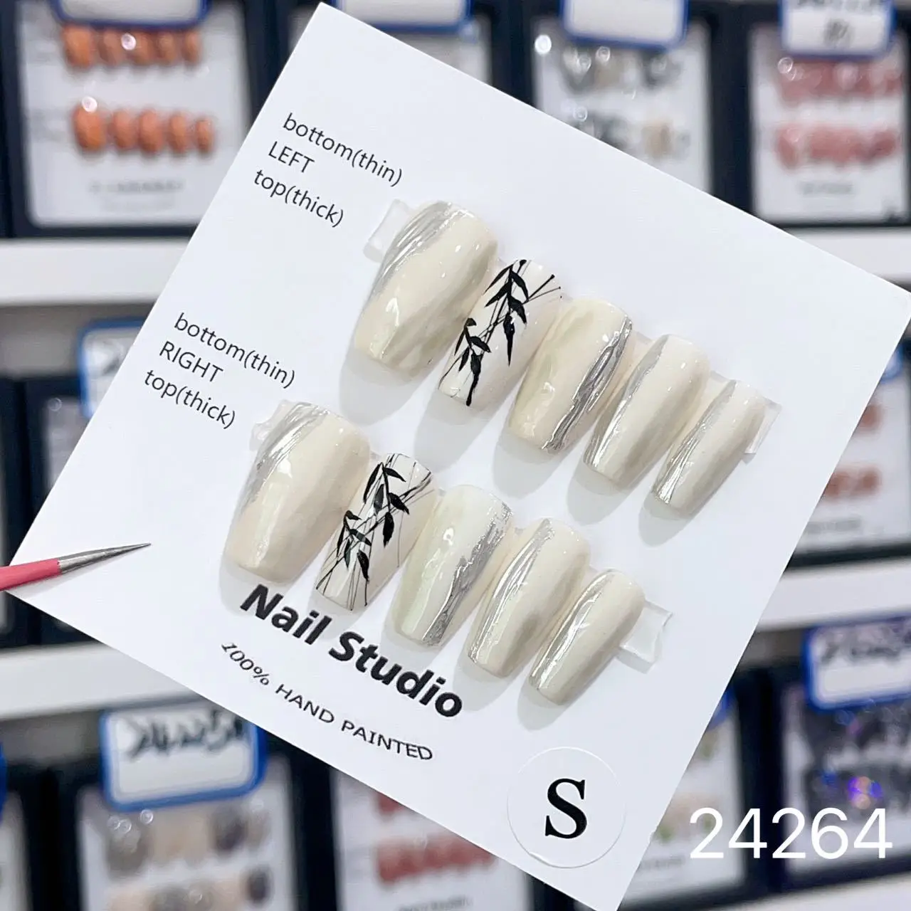 High QuaArtificial Nails Medium Length Full Cover Luxury Diamond French Almond Tip Handmade Wedding Press On Nails