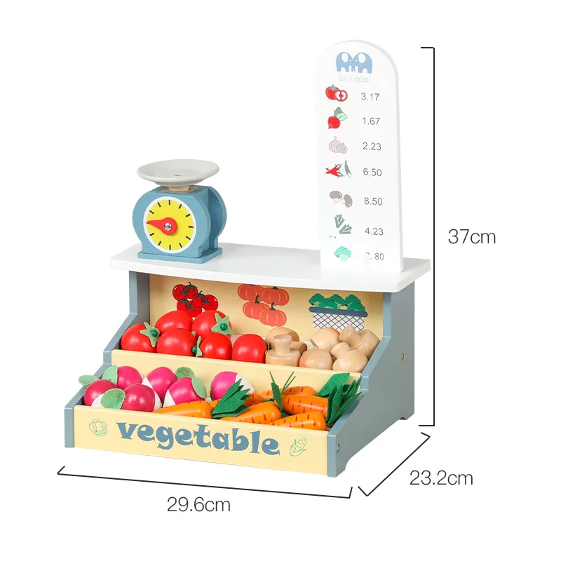 2024 New Children Wooden Role Play Pretend Vegetable Stall Portable Game Educational Activity Kitchen Stand Set Toys Fir Kids