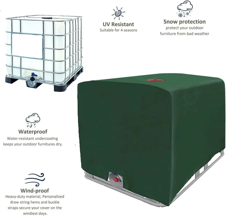 1000L IBC Water Container Tank Protection Cover Rainproof Sunscreen Cover Outdoor Water Tank Cover