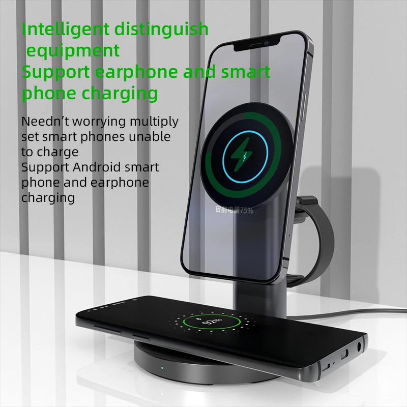 3 in 1 15W magnetic fast wireless mobile phone charger  for iphone