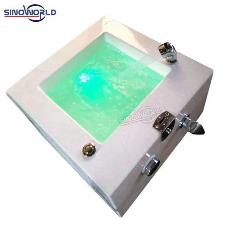 beauty spa tub no plumbing whirlpool pipeless jet acrylic square pedicure sink massage bowl for pedicure chair with LED light