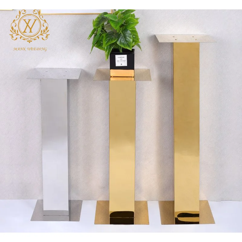 Wedding Flower Stand Column Stainless Steel Decorative Flower Stand For Wedding Center Hotel Table Wedding Road Guide