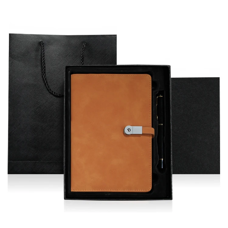 A5 PU Leather Cover Costom Logo Journal Dairy Note Book With Pen Business Notebook Gift Box Set