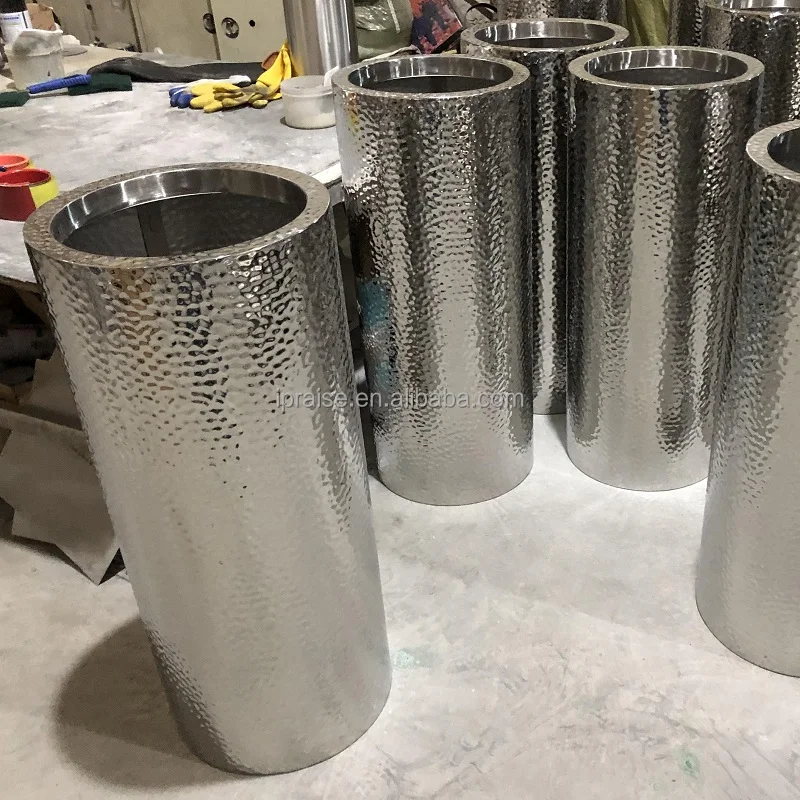 Metal 201 Stainless Steel Flower Plant Pot Mirror Cylinder Gold Flower Vase for Home Decor