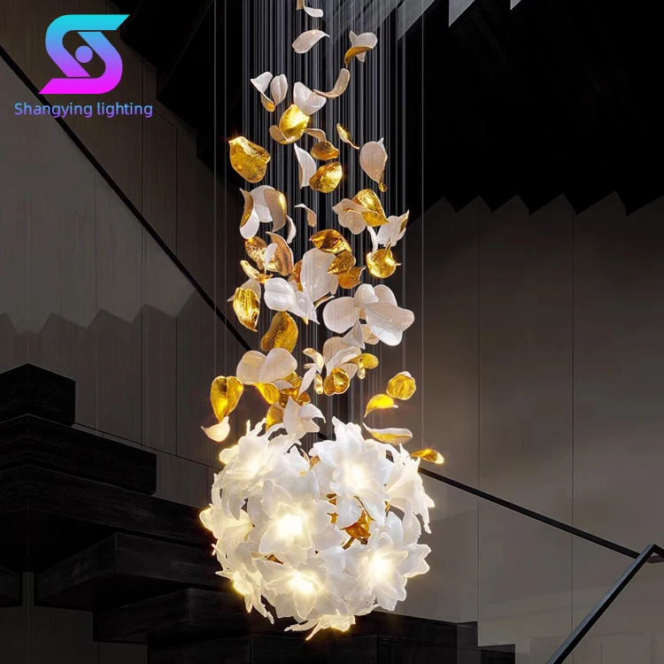 Modern Simple Upscale Chandeliers Large Contemporary Ceramic Hotel Villa Long Staircase luxury crystal led Chandelier lamp