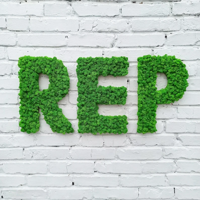 Custom Moss Sign Letters Moss Company logo Fillable Metal Letter Moss Logo Sign for Wall Decoration