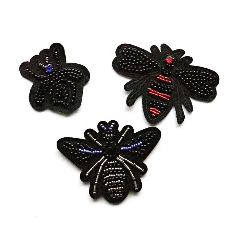 Custom Garment Clothes Accessories Beaded Applique Beaded Patches with Rhinestone Sew on Cloth