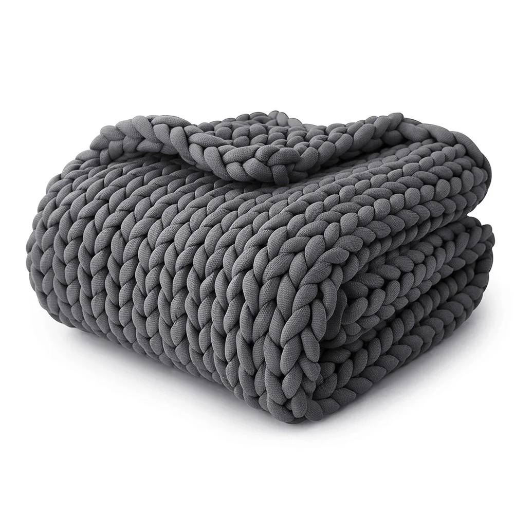 Custom Weighted Blanket Knitted Premium Weighted Blanket Throw No Fillers Heavy Cooling Soft Material Knit Blanket Custom Cotton
