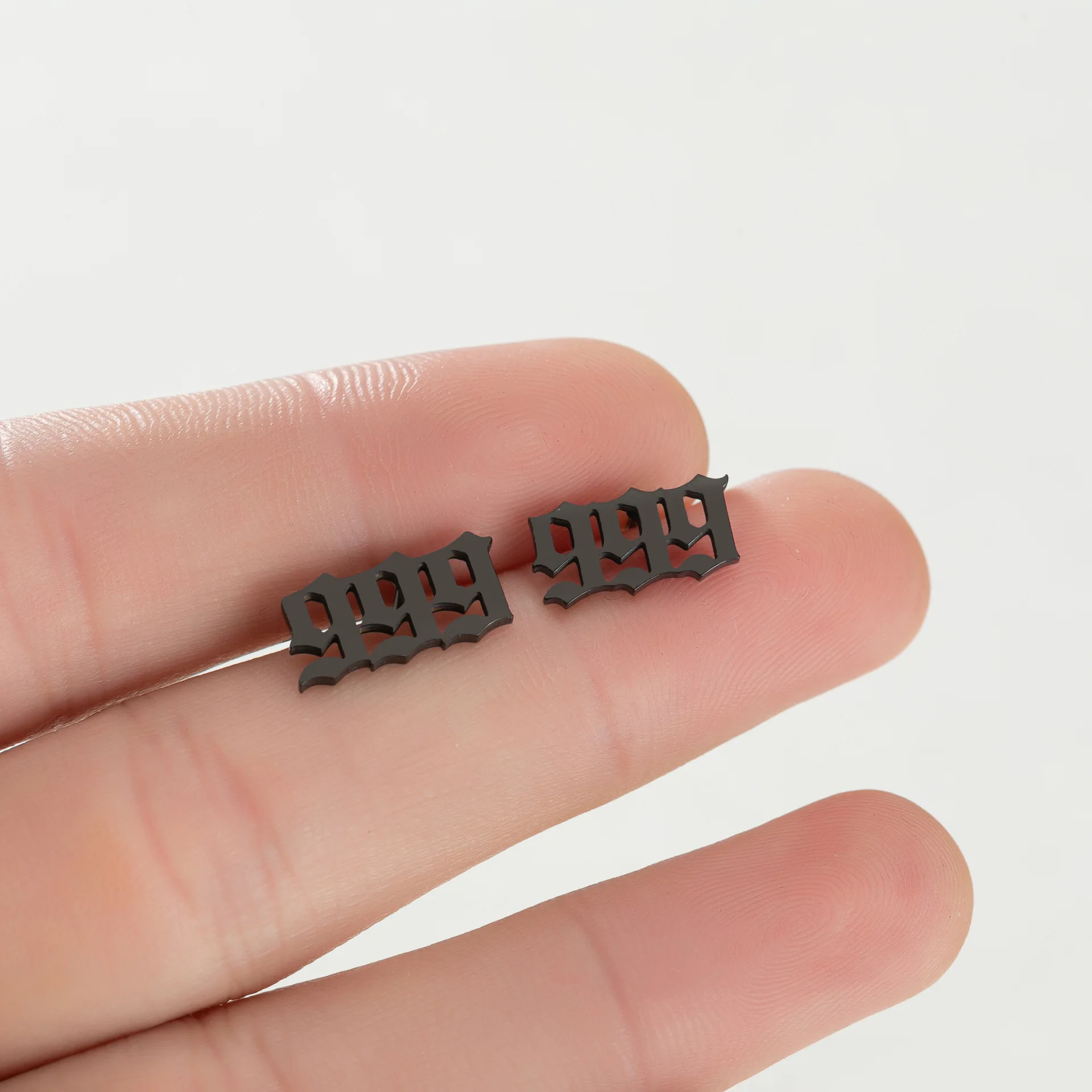 Wholesale Rose 18K Gold Silver Plated 111 222 333 444 555 666 777 888 999 Women Stainless Steel Angel Number Stud Earring