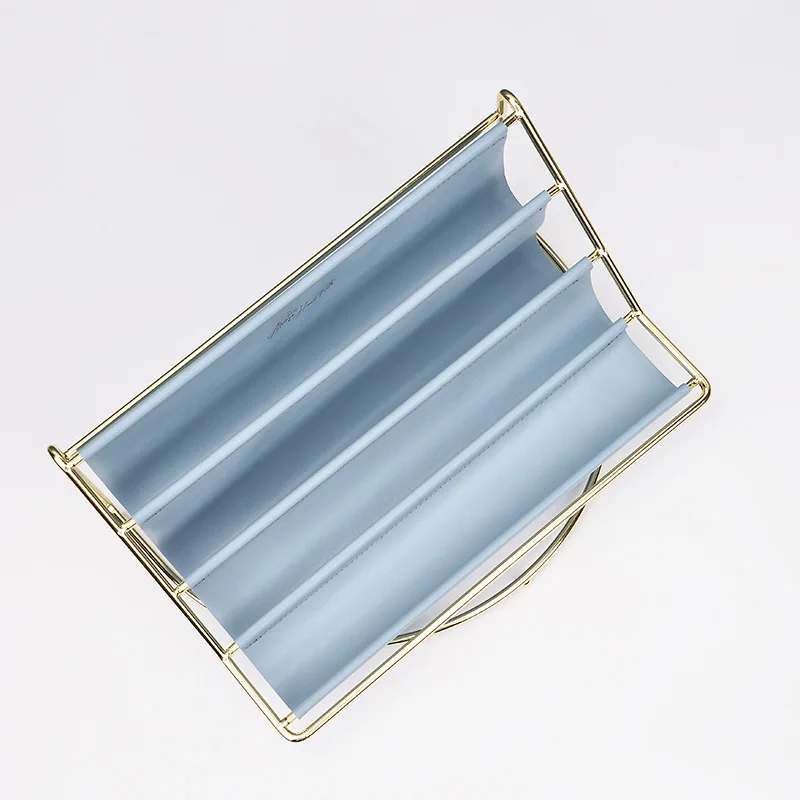 Nordic metal mesh leather desktop storage racks desk organizer stand