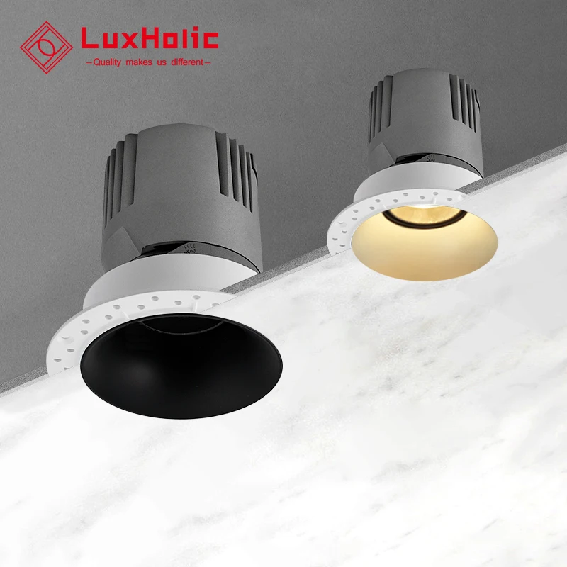 LuxHolic Aluminum Housing Ceiling Spot Lights Round 7W 15W Deep Adjustable Trimless Solution Modern Recessed Downlight Led
