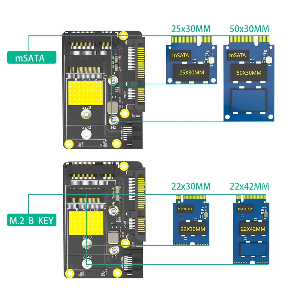 New Version 2 in 1 Combo Msata/M.2(NGFF) SSD to dual SATA3 Adapter