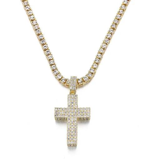 Hip Hop New Product Personalized Cross Pendant Punk Motorcycle Full Zircon Hot Selling Retro Necklace