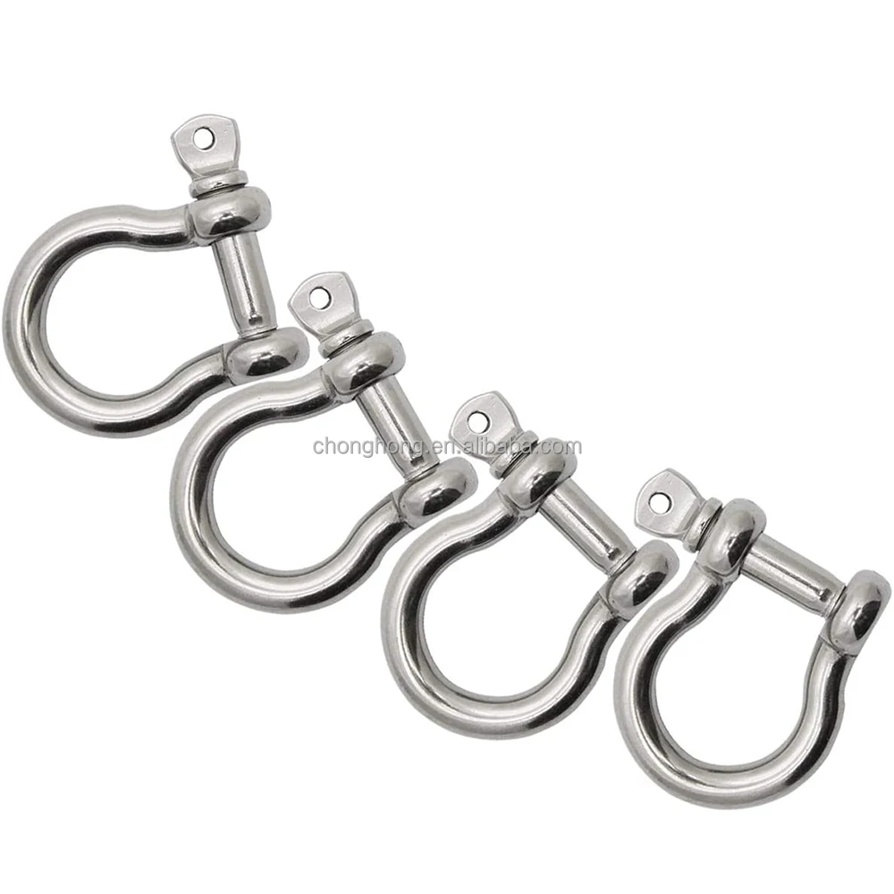 Stainless Steel Shackle European JIS Type Screw Pin Bow Shackle Heavy Duty SS304 SS316 Anchor Shackle
