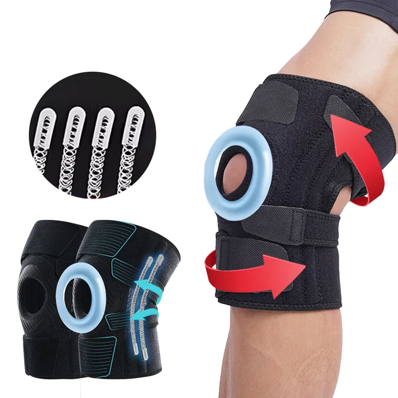 Factory Wholesale Knee Brace Elastic Open Patella Medical Hinged Knee Support Brace With Adjustable Straps
