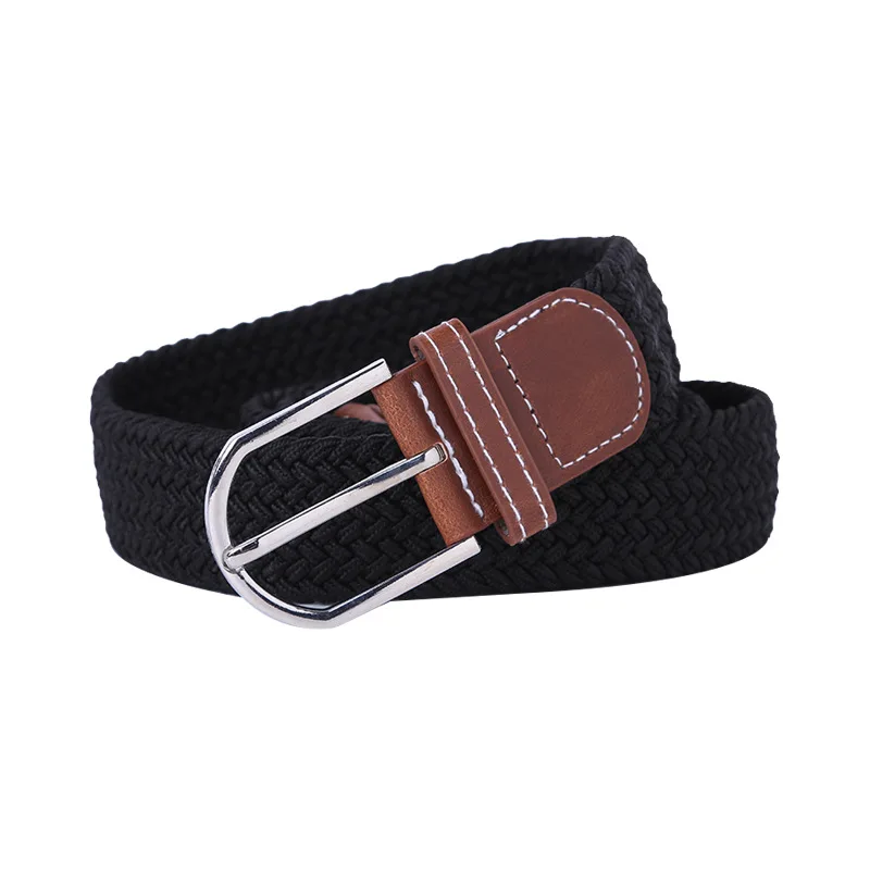 105cm Length Female Casual Knitted Pin Buckle Men Belt Woven Canvas Elastic Expandable Braided Stretch Belts For Women Jeans