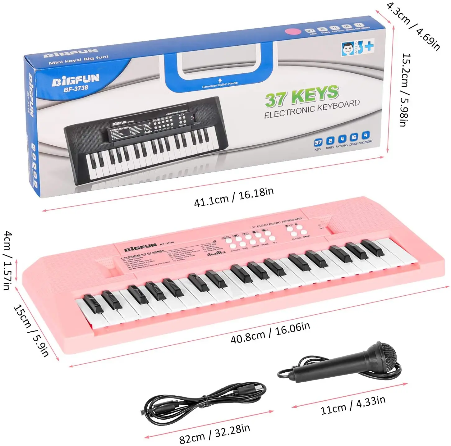 Wholesale Price 37 Keys Electric Musical Instrument Educational Piano Keyboard with Microphone for Kids