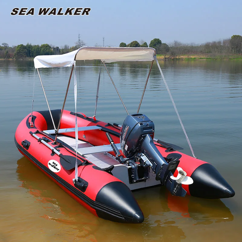 Seawalker CE 4 M Inflatable Fishing Boat  PVC Material Raft With Aluminium Floor Rubber Boat Rowing Boat For Summer Sport