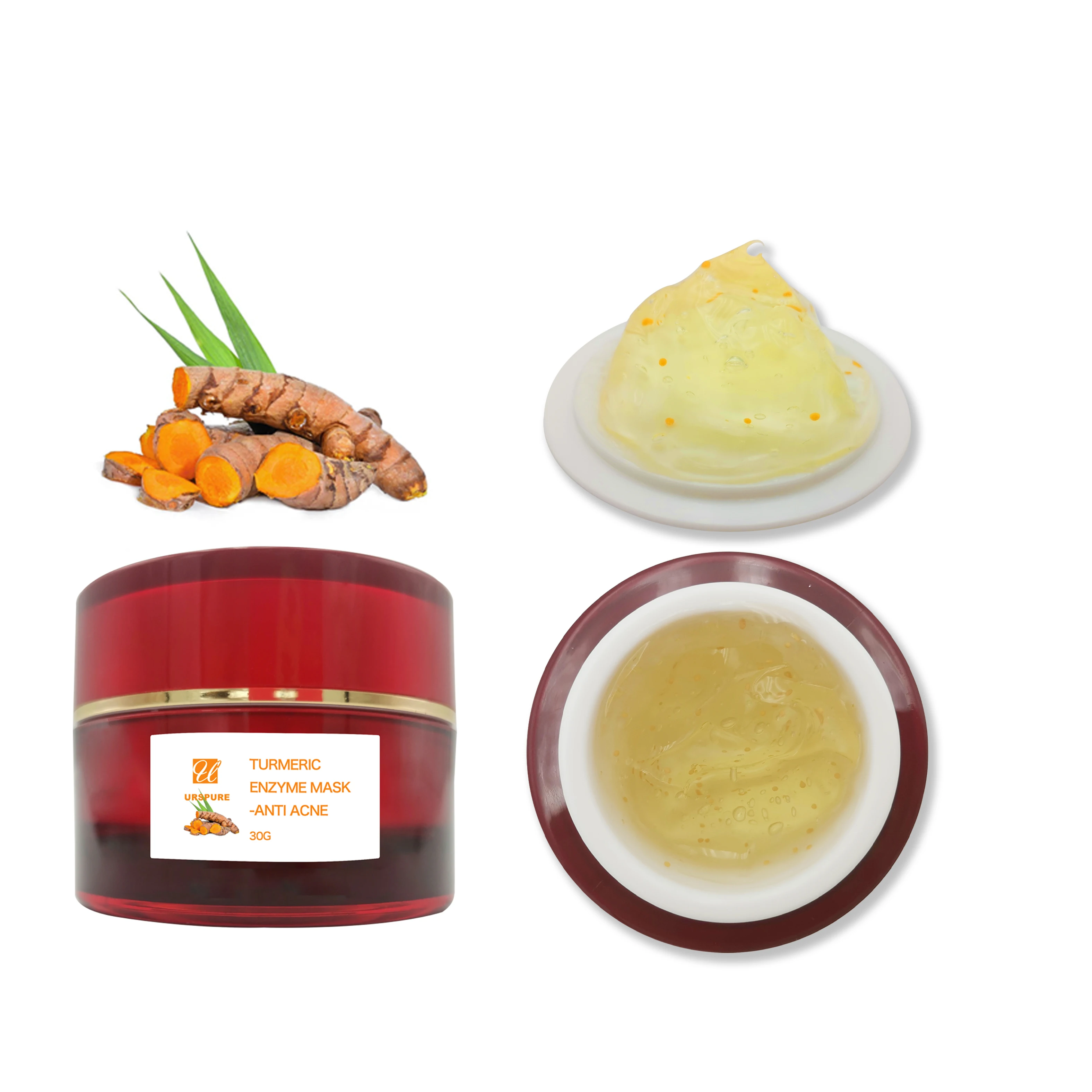 Skin care Natural Vegan Turmeric Gel Anti acne Hydrating Sleeping Mask Moisturizing Brighitening Facial Jelly  Mask