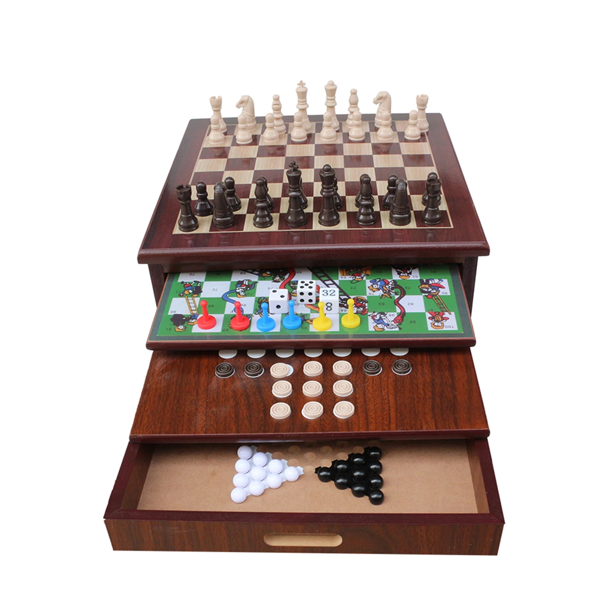 10 in 1 Board Game Set Travel-Friendly Family Games Backgammon Chinese Checkers Snakes and Ladders and More