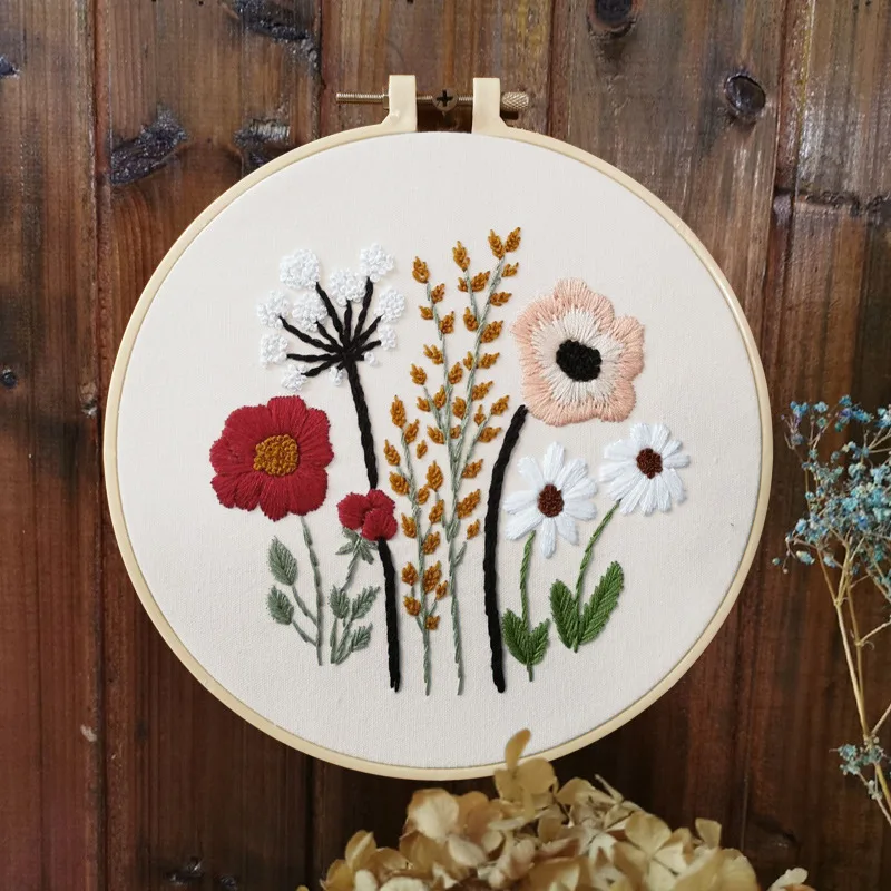Flower Theme Cross Stitch Kits for Beginners,DIY Embroidery Needlepoint Kits for Adults Kids