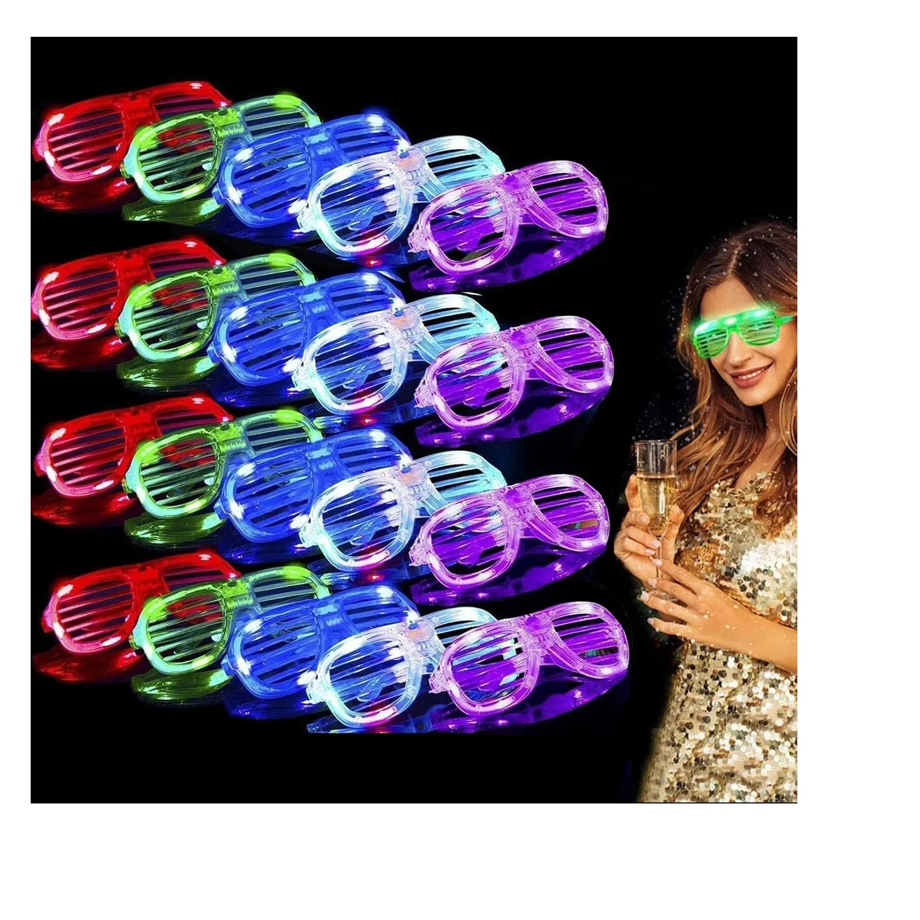 LED Glasses Party Favors 6 Colors Light Up Glasses Glow Party Supplies Shutter Shades Glow Sticks Glasses Neon Party Sunglasses