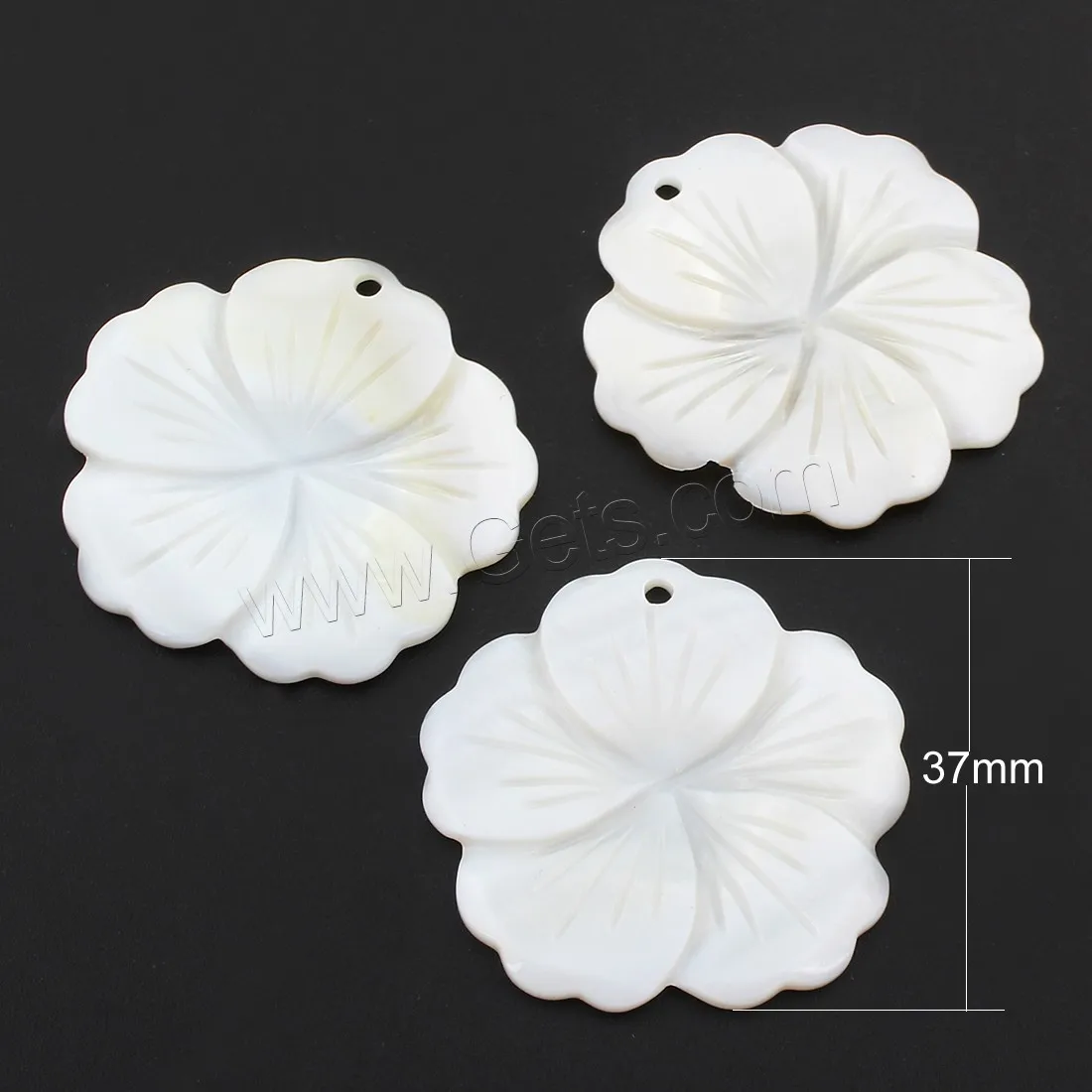 Flower White Shell Jewelry Pendants 31.7x2mm Hole:Approx 1.5mm 10PCs/Bag 1333465