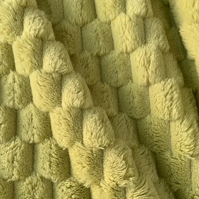 Green Color Dimensional Polyester Knitted Blanket Clothing Fabric