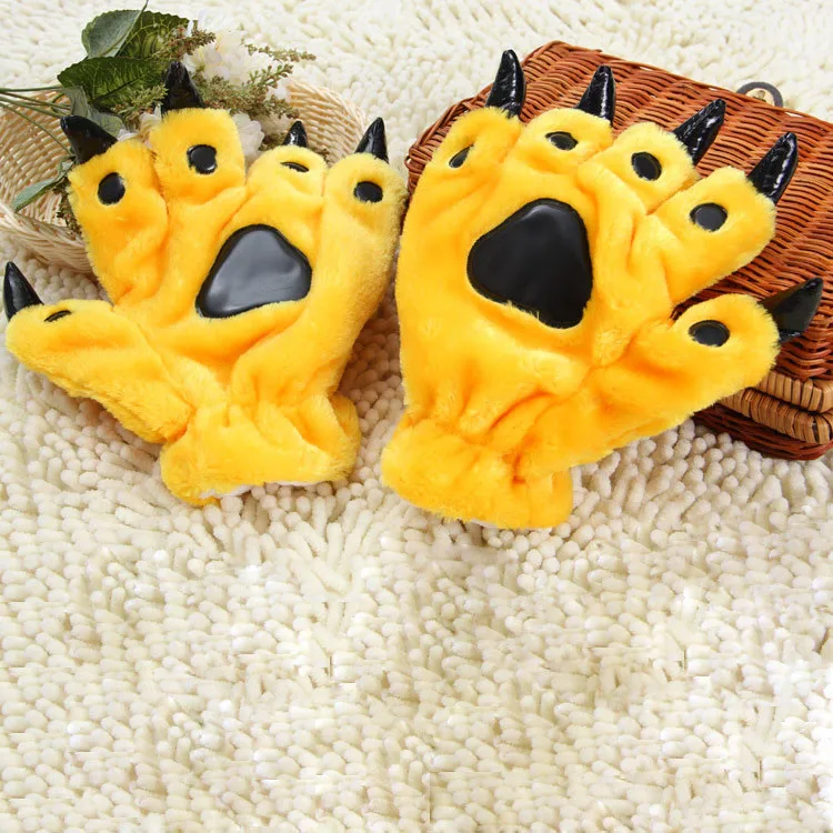 Puffy Cartoon Party Costume Hands Gloves Plush Paw Claw Gloves