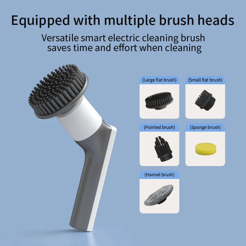 Detachable Handle Electric Spin Scrubber Bathroom Cleaning Brush 3 Speeds Multi-Direction Rotating Cordless Clean Tool Brush