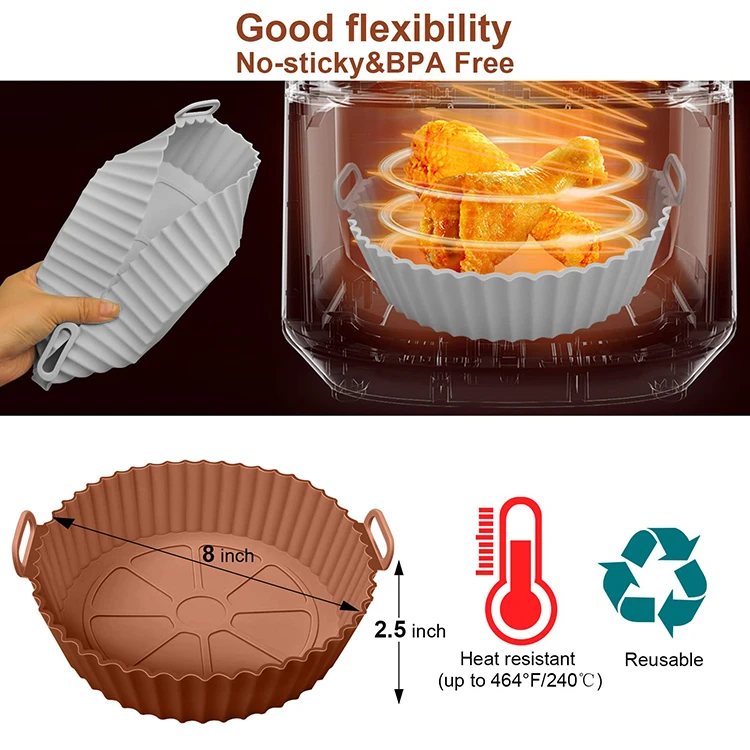 Reusable Silicone Air Fryer Accessories Liner Basket Air Fryer Silicone Pot Tray for air fryer