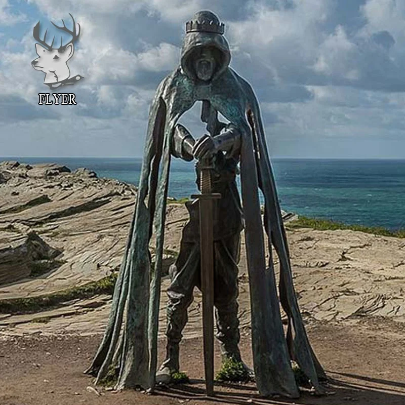 Famous Bronze Historical Figures Knight Statue Life Size King Arthur Statue