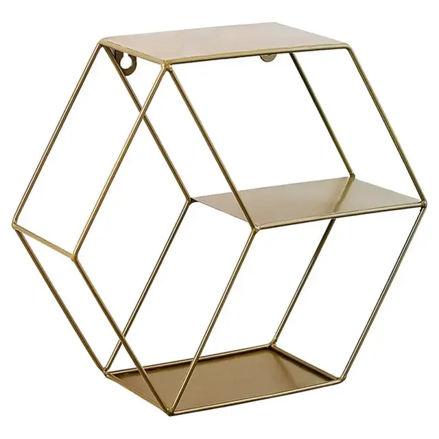 Hot Selling Wall Shelf Rustic Metal Hexagonal Decorative Shelf Wall Mounted Rustic Shelving for Living Room at Best Price