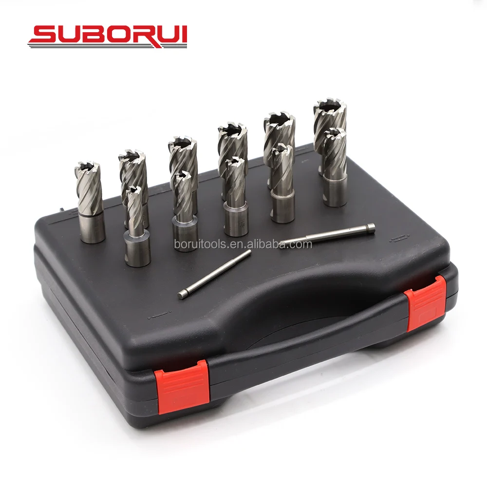 SUBORUI HSS TCT Slugger Magnetic Drill Bit Broach Cutter Annular Cutter Set for Magnetic Base Drill Machine Accurate Cutting