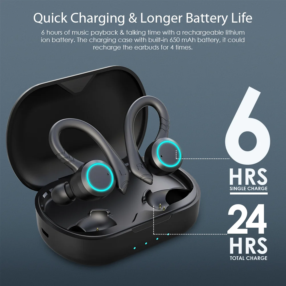 Newest Sport TWS Bluetooth Waterproof IPX7 Wireless Earphone Gaming In-Ear Headphone Stereo Earbuds Headphones Earphones