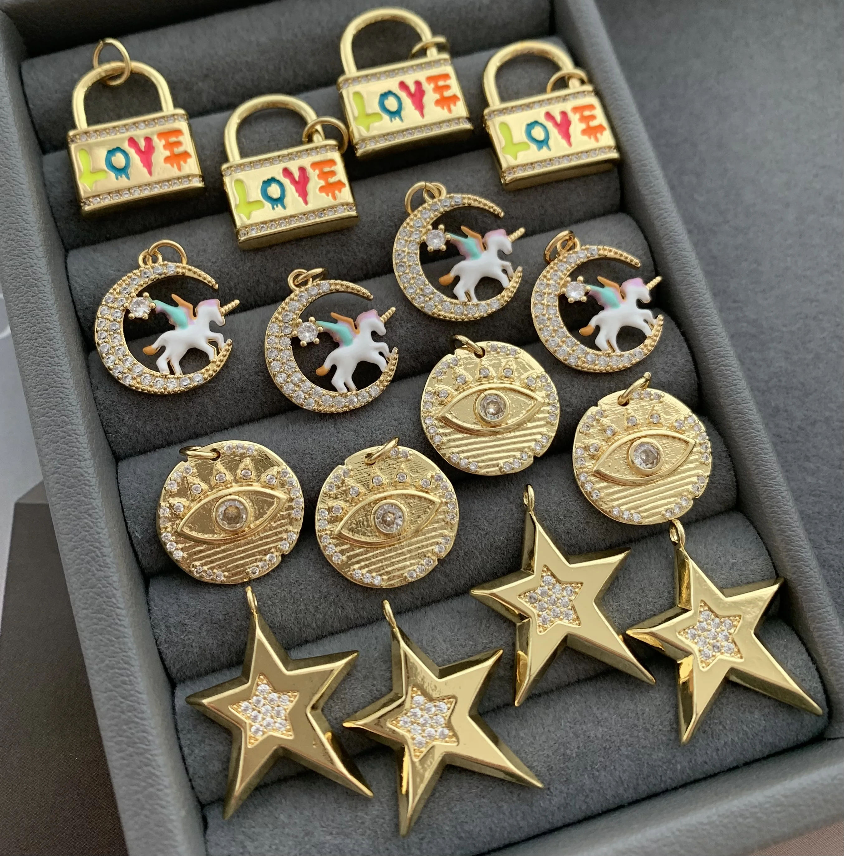 LS-B6238 Multi designs necklace pendants LOVE Lock pendants star Unicorn  accessories gold jewelry charms