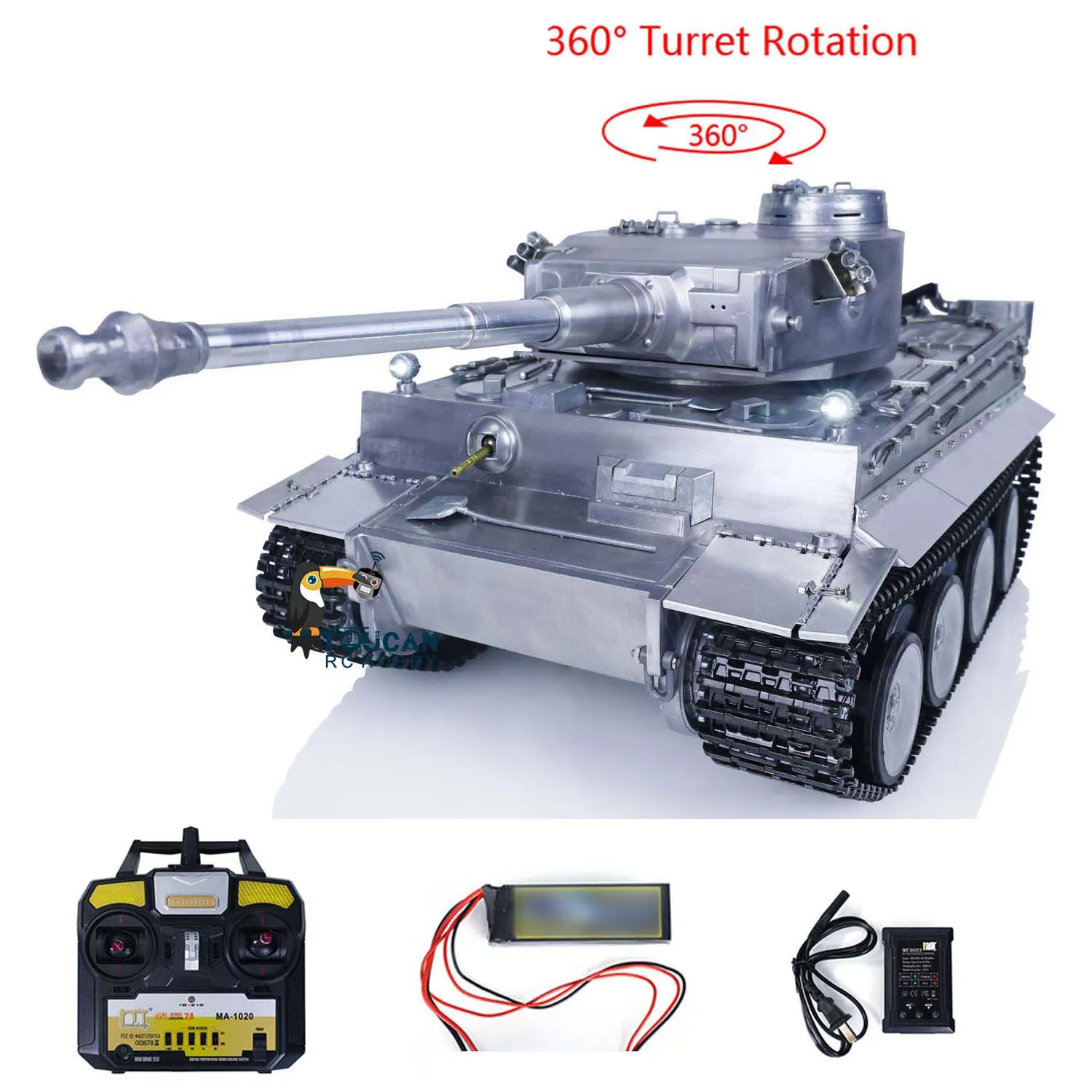 Mato RTR RC Tank Full Metal 1/16 German Tiger I Infrared Barrel Recoil 1220 Multifunction Model for Boy Rc Toys