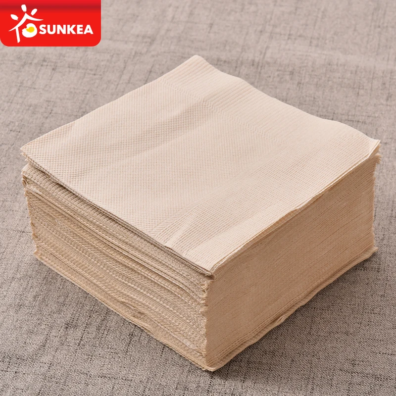 Custom made biodegradable brown paper napkin for restaurant and hotel
