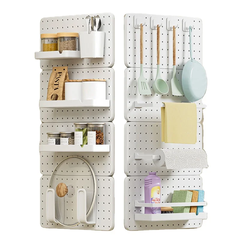 Household DIY met ope hole plate shelf kitchen Suspension type plastic hole storage plate bathroom punch-free wall hole plate