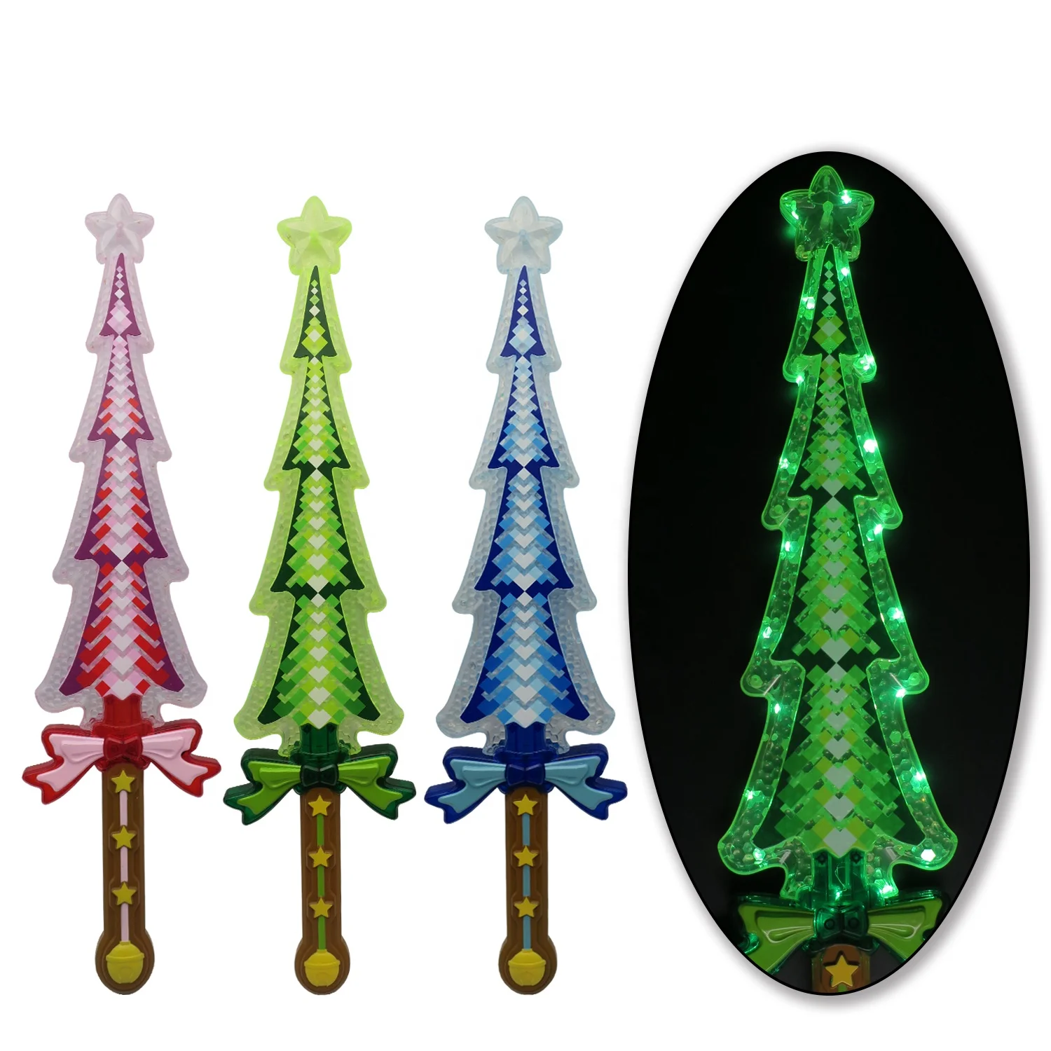 Light Up Xmas Wand With Sound With 23 LEDS Plastic Led Electric Glowing Kids Sword Toys Whole Sales Led Light Up Swords